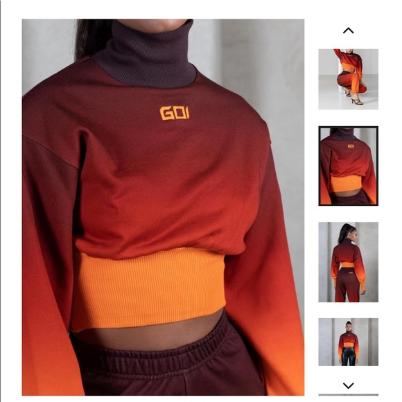 GOI ombré cropped crew neck sweatshirt turtleneck size xs - Picture 5 of 8